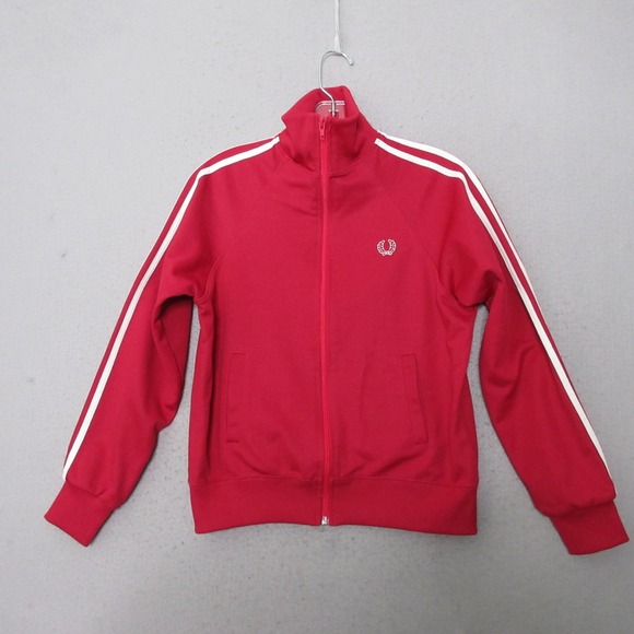 Vintage Fred Perry Track Jacket 6 Red White Y2K 90s Logo Side Stripe Portugual - Picture 1 of 10